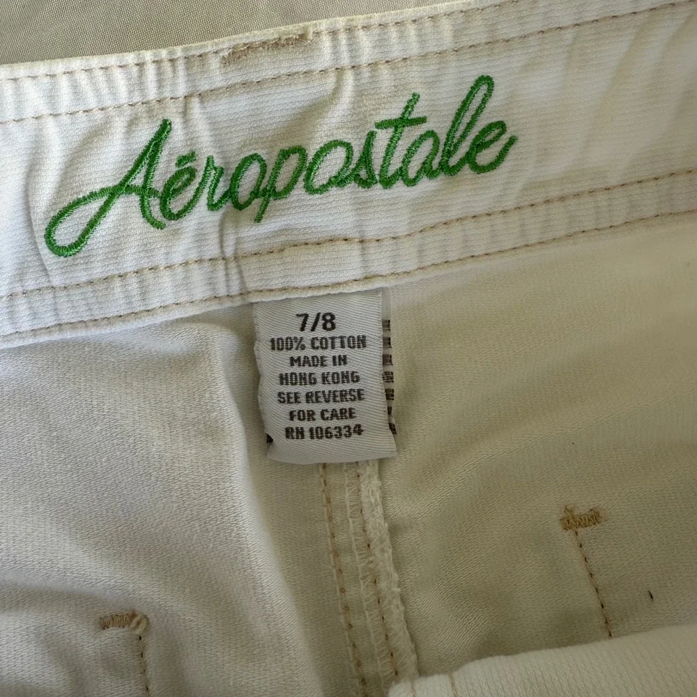 Aeropostale Womens White Corduroy Mini Shorts Size 7/8 Cotton Low Rise Y2K Style